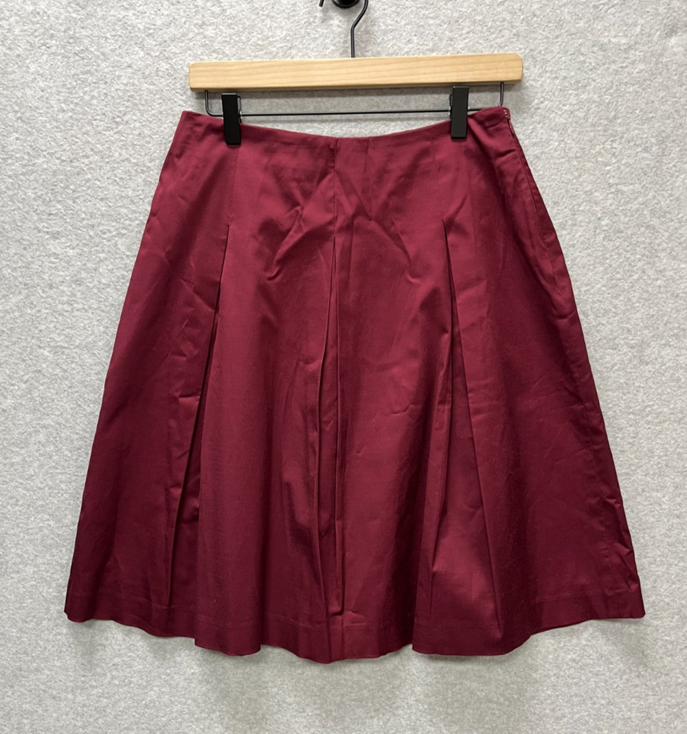 Talbots Burgundy Maroon Pleated A-Line Midi Skirt Size 8 Lined Career Size
